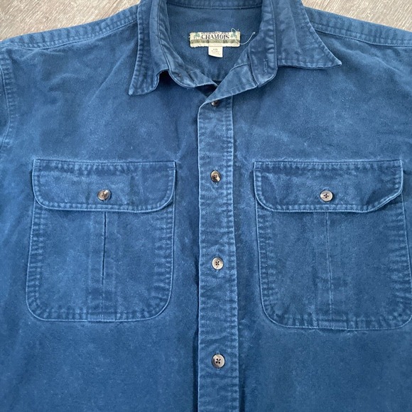 Cabela’s Deerskin Chamois Shirt Turquoise Blue Button Down Soft Men’s Large - Picture 3 of 6